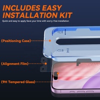 Protection d'écran HD en verre trempé 2.5D sans bordure, sans bulles, anti-chute 9H pour iPhone 12 13 14 15 16 17 18 Pro Max, installation facile