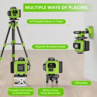 Niveau laser professionnel pour marquage au sol et mural, kit de niveau laser à faisceau vert auto-nivelant 360° pour travaux de construction