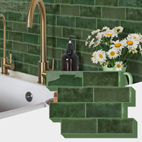 Autocollant de carrelage vert émeraude 3D en gel, à coller et à décoller, crédence de cuisine imperméable, panneaux muraux amovibles pour hôtel