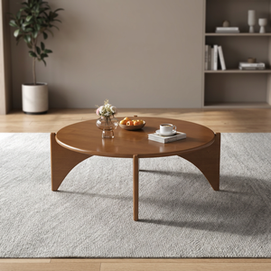 Modern <b>Round</b> Wood <b>Coffee</b> <b>Table</b> Midcentury Design Durable Living Room Furniture - Product Image 3