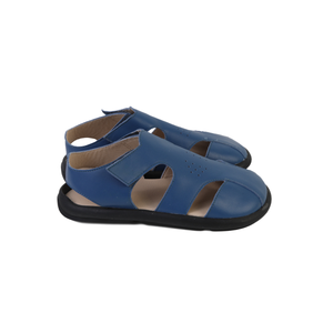 <span class=keywords><strong>Sandali</strong></span> <span class=keywords><strong>in</strong></span> <span class=keywords><strong>Pelle</strong></span> <span class=keywords><strong>Blu</strong></span> a Punta Chiusa con Perforazioni Traspiranti, Cinturini Regolabili e Suola Nera Antiscivolo - Product Image 4