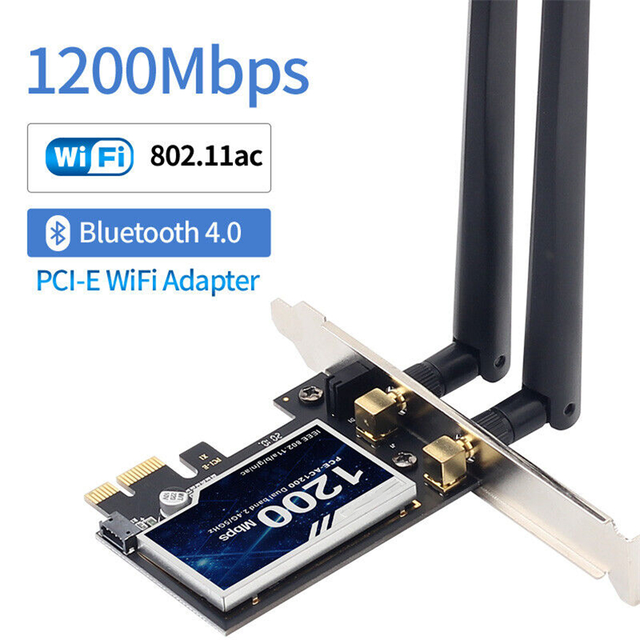 1200Mbps PCI-E WIFI Wireless Network Card Desktop 802.11AC Dual Band 2.4G/5G PCI E PCIe WIFI Bluetooth Adapter for Win 7 8 10
