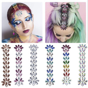 Autocollants de tatouage en strass, décorations temporaires pour cheveux et visage, cristaux de maquillage pour fêtes, scènes et festivals - Product Image 1