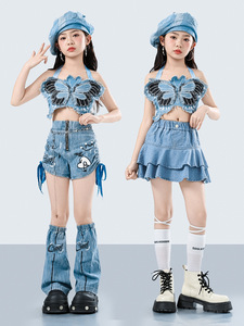 Costume de danse jazz pour enfants, ensemble tendance pour filles, style hip-hop, performance de danse de rue, en polyester - Product Image 4