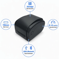 Printer Label Pakaian Gprinter GP-1124T 203dpi Thermal Transfer 118mm USB Ribbon 2~6 inci/detik untuk Label Cuci Pakaian Retail