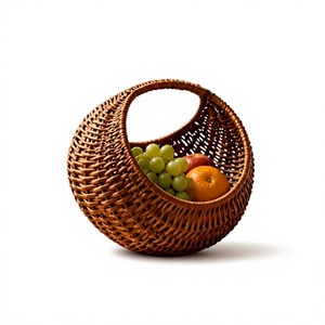 Handmade Natural <b>Wicker</b> <b>Basket</b> <b>With</b> <b>Lid</b> Rattan Storage Organizer Kitchen Home Decor Decorative Storage Container - Product Image 1