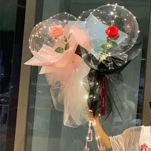जन्मदिन की पार्टी शादी की सजावट वैलेंटाइन्स दिवस उपहार गुब्बारे सूरजमुखी गुलाब गुलदस्ता पारदर्शी एलईडी प्रकाश गुब्बारा