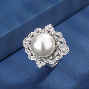 High Quality Eco-friendly Copper Korean Style 14mm Shell Pearl Bridal Jewelry <b>Set</b> Fashion Bridal Ring <b>Set</b> for Wholesale - Product Image 5