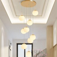 Lustre long rotatif de style nordique moderne et simple, double style, pour appartement, villa de grande hauteur, salon, étage intermédiaire