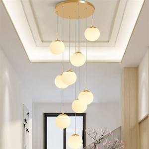 Скандинавская современная простая вращающаяся люстра для лестницы, двухъярусная, для квартиры, высотного дома, виллы, гостиной, среднего этажа - Product Image 4