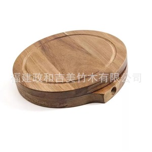 Planche à fromage en bois d'acacia avec ensemble couteau-fourchette, ronde, écologique, style occidental, pour le camping - Product Image 4