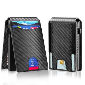 Carbon Fiber Texture <b>Wallet</b> With Multiple <b>Card</b> Slots Magnetic <b>Holder</b> <b>For</b> Men Black - Product Image 1