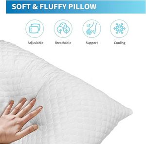 Customize Shredded <b>Memory</b> Foam <b>Pillows</b> Cooling Bed <b>Pillows</b> Queen Size Set of 2 for Sleeping Adjustable Firm <b>Pillows</b> - Product Image 3
