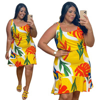 Robe mi-longue sans manches à imprimé, grande taille 4XL, nouvelle collection printemps, 2022, R13814S