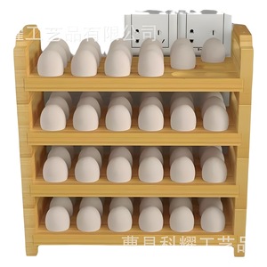 Wooden Egg Tray Stackable Refrigerator Countertop Storage Box <b>Kitchen</b> Egg Rack Rectangle Shape - Product Image 2
