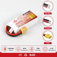 Batterie LiPo PONFLY 3S 11.4V HV 650mAh 60C 120C à décharge élevée avec connecteur XT60, batterie LiHV 4S 6S pour drone de course FPV 660MAH