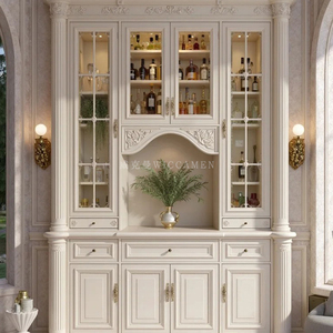 Gabinetes de cocina personalizados Aparador integrado Montado en la pared Acabado de laca de madera maciza Rejilla abierta moderna Villa Toda la casa personalizada - Product Image 3