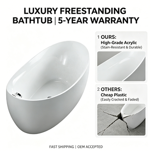 Baignoire Balnéo Ovale d'Intérieur Design Moderne Autoportante Idéale pour Hôtels Plusieurs Couleurs Disponibles - Product Image 5