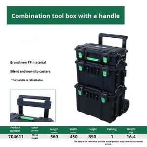 <span class=keywords><strong>Caja</strong></span> <span class=keywords><strong>de</strong></span> <span class=keywords><strong>Herramientas</strong></span> Modular Apilable 3 en 1 PEIFENg, Impermeable, para Exteriores, <span class=keywords><strong>con</strong></span> Ruedas, Carrito <span class=keywords><strong>de</strong></span> Plástico Portátil <span class=keywords><strong>con</strong></span> Cajón y Diseño <span class=keywords><strong>con</strong></span> Cierre - Product Image 6