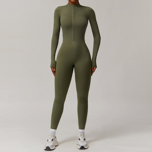 Nuevo <span class=keywords><strong>Mono</strong></span> Deportivo de <span class=keywords><strong>Manga</strong></span> <span class=keywords><strong>Larga</strong></span> con Cierre para Mujer, para Fitness, Yoga, Correr y Actividades al Aire Libre, Ropa Deportiva Ajustada y Cálida - Product Image 3