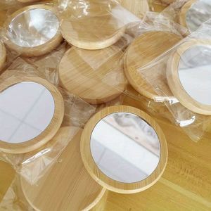 Miroirs de maquillage en bois de bambou avec logo personnalisé, petits miroirs ronds pour usage domestique, cadeaux pour fêtes et mariages, OEM disponible - Product Image 4