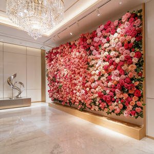 <span class=keywords><strong>Décoration</strong></span> <span class=keywords><strong>murale</strong></span> <span class=keywords><strong>de</strong></span> fleurs artificielles pour mariages en intérieur - Arrangement <span class=keywords><strong>de</strong></span> fleurs artificielles personnalisable, design <span class=keywords><strong>de</strong></span> rose et <span class=keywords><strong>de</strong></span> plante verte, sans matériau - Product Image 1