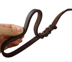 2025 cinturón de seguridad para perros marrón y negro de alta calidad, correa de cuero genuino para perros, correas largas trenzadas para caminar para mascotas, correas de entrenamiento - Product Image 6