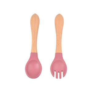 Tenedor de silicona con logo para bebé, tazón de alimentación y cuchara de silicona con mango de bambú para bebés y niños, ¡en oferta! - Product Image 4