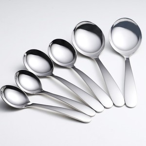 304 Stainless Steel Deepened and Thickened <b>Round</b> Bottom Curved Handle Soup Spoon 088 Popular <b>Round</b> Head Dessert Spoon for - Product Image 1