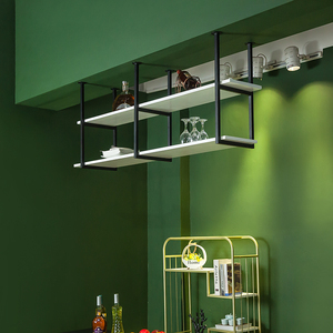 Étagères de rangement suspendues au <span class=keywords><strong>plafond</strong></span> de style nordique, salon, <span class=keywords><strong>cuisine</strong></span>, comptoir de bar, étagères de rangement en métal - Product Image 2