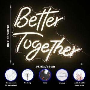 Enseigne néon personnalisée en PVC avec éclairage LED IP65 « Better Together » pour mariage et ambiance romantique - Product Image 2