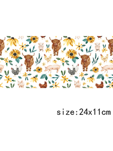 LETOP 1PCS Wallen Floral Highland Cow Print Tumbler Sticker Decals Waterproof Washable for 16oz Libbey UV DTF Wraps Transfers - Product Image 4