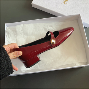 Chaussures Mary <span class=keywords><strong>Jane</strong></span> rétro françaises pour femmes, à bride arrière, avec boucle dorée, en PU vintage, à enfiler, tendance mode, respirantes et antidérapantes - Product Image 4
