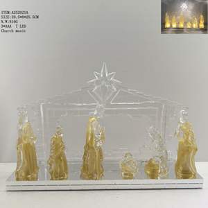 LED Santa Familia Natividad con Santo Padre Santa Madre Estatua Navidad Decoración para el hogar - Product Image 2