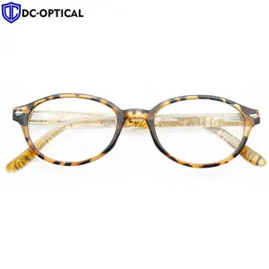 Модные коричневые очки для чтения в стиле черепахи с красочным узором и металлическим украшением