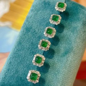 Pendientes de Oro Real de 18K Xinfly con Esmeralda de 0.30ct en Forma de Cono de Azúcar, Joyería con Diamantes - Product Image 5