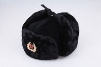 Gorro Ruso Soviético Personalizado con Logotipo, Impermeable, de Piel Artificial de Conejo, Ushanka, para Clima Frío de Invierno, para Hombre, con Estrella Roja Soviética