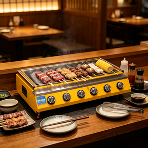 Plancha de Cocina Comercial de Acero Inoxidable con Revestimiento Amarillo, Control de Fuego Ajustable, Parrilla para Restaurante o Tienda de Snacks - Product Image 3