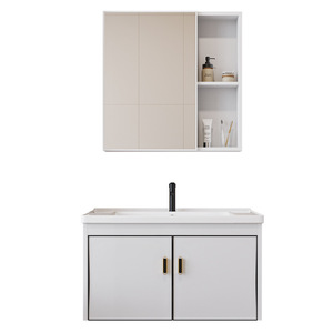 Mueble de Baño Moderno de Acero al Carbono de 60-70 cm con Espejo Inteligente Iluminado por LED y Lavabo Impermeable para Uso en Hoteles y Apartamentos - Product Image 5