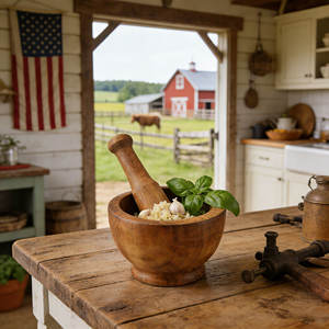 Set <span class=keywords><strong>Mortar</strong></span> Kayu Besar, Penggiling Tekan Penggiling Penghancur Mangkuk Bawang Putih Campuran Kayu Bambu Bawang Putih - Product Image 5