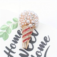 Broche Glace à la Crème Tendance, Corsage Vintage, Accessoire de Vêtement pour Femme, Épingle