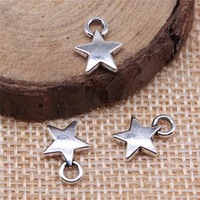 Pendentif étoile à cinq branches en alliage de zinc argenté antique à 1 boucle pour collier superposé céleste