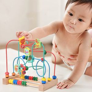Jouet coloré en forme de montagnes russes, jouet éducatif préscolaire classique en bois, labyrinthe de perles pour les tout-petits - Product Image 1