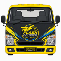 Autocollant de marquage dynamique jaune et noir avec design vectoriel personnalisé pour la décoration de carrosserie de véhicule de service de messagerie rapide