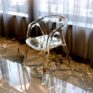 Chaise de salle à manger en résine transparente de style italien, design goutte d'eau, pour villa, salon, mobilier d'intérieur - Product Image 1