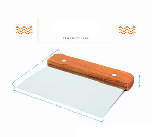 Cortador de Pizza y Pan DD2580 al por Mayor, Cuchilla Metálica con Mango de Madera, Raspador de Masa de Acero Inoxidable para Repostería - Product Image 4