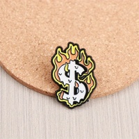 Broche en émail audacieuse et tendance-Signe dollar avec flammes. Idéal pour les Fans de Streetwear et de Pop - Culture.
