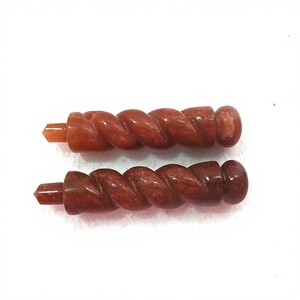 Carved Rose Quartz Natural Agate Healing <b>Wand</b> Through-Carved Curved Handmade Made Single Piece Rock Art Collectible Healing - Product Image 3
