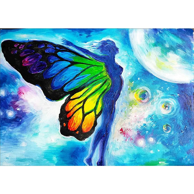 Modern fashion canvas art 5d custom diamond painting butterfly beauty art painting