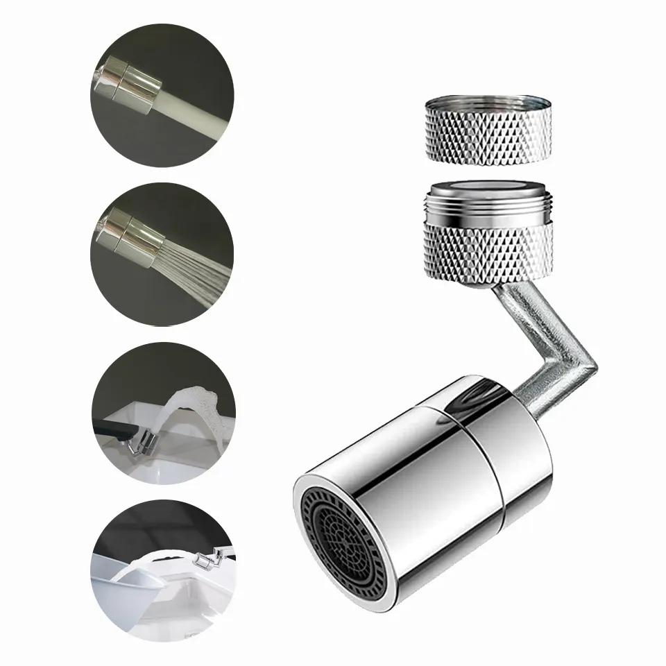 Copper 720 Degree Swivel/Dual-function Faucet Sprayer Head Rotate Faucet Aerator Kitchen Faucet Extender